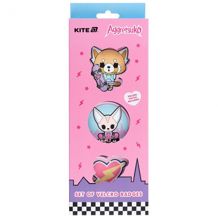 Набір бейджів на липучці (3шт) Aggretsuko