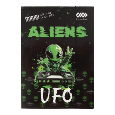 Папка для труда и тетрадей на резинке UFO А4, ZB.14940-01