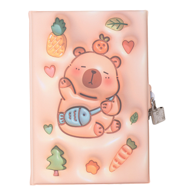 Блокнот Capybara із замком, Soft PU обкл. А5, 80арк, клітинка (асорті)