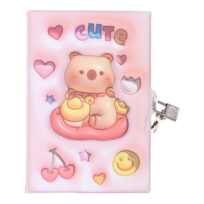 Блокнот Capybara 3D із замком А5, 80арк, клітинка (асорті)