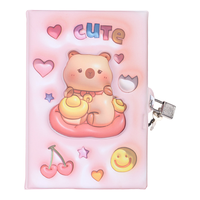 Блокнот Capybara 3D із замком А5, 80арк, клітинка (асорті)