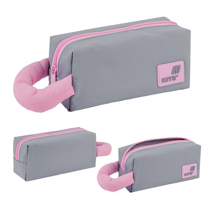 Пенал (1 відділення) 2703-2 сіро-рожевий