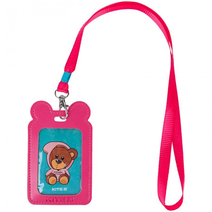 Бейдж вертикальний на шнурку (фуксія)