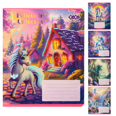 Тетрадь 12 листов, линия Unicorn