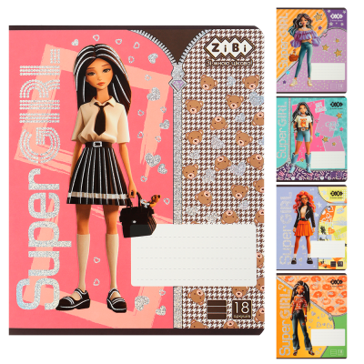 Тетрадь 18 листов, линия Super Girl