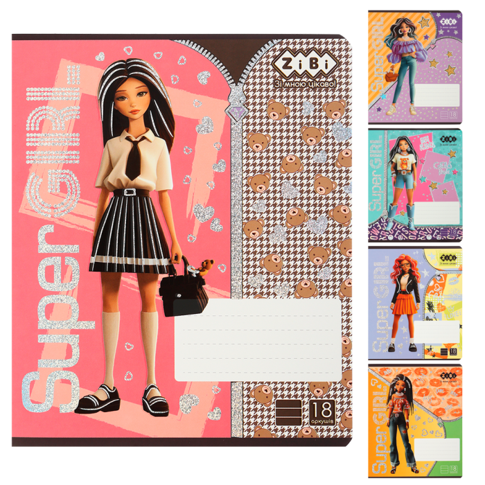 Зошит 18 аркушів, лінія Super Girl