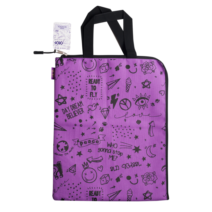 Папка School А4 (33x25x1см) вертикальна, з 2-ма ручками (фіолетовий)