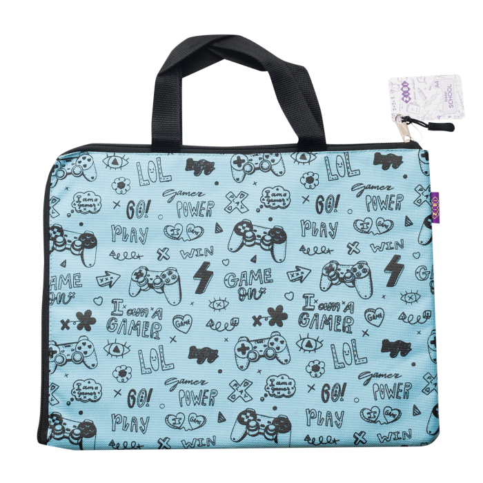 Папка School А4 (33x25x1см) горизонтальна, з 2-ма ручками (блакитний)