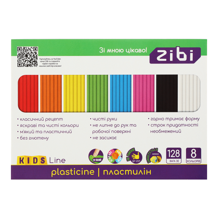 Пластилін (8 кольорів) 128г. KIDS Line ZB.6272