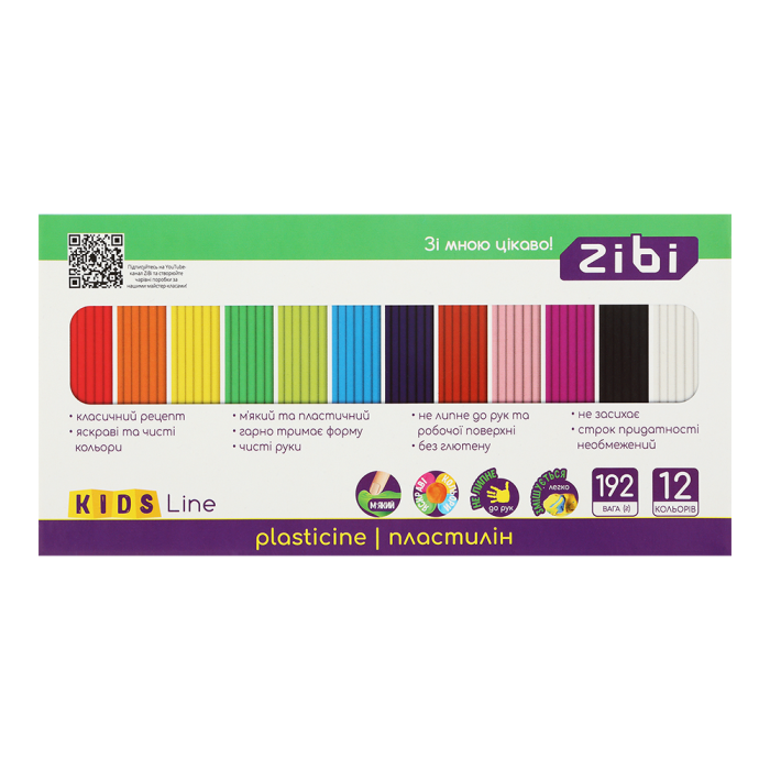 Пластилін (12 кольорів) 192г. KIDS Line ZB.6274