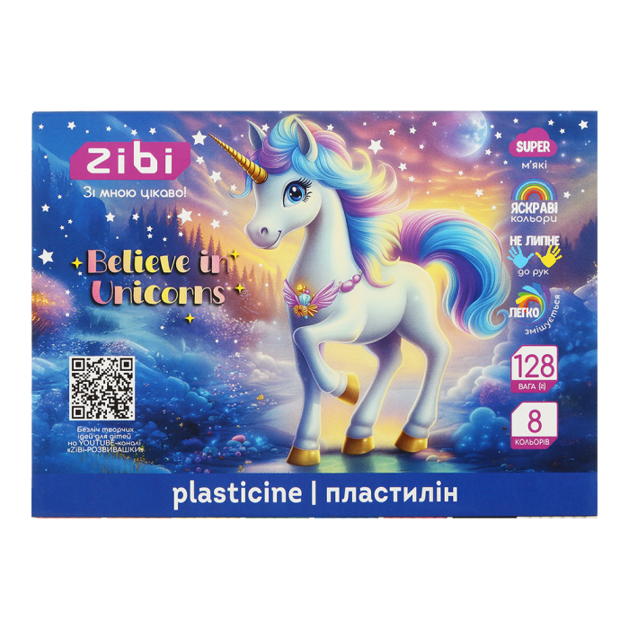 Пластилін (8 кольорів) 128г. Unicorn ZB.6280
