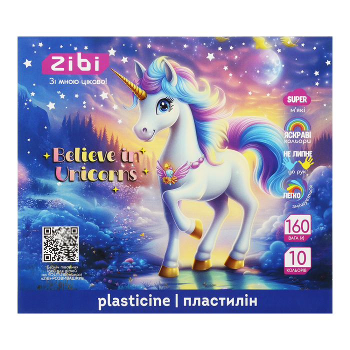 Пластилін (10 кольорів) 160г. Unicorn ZB.6281