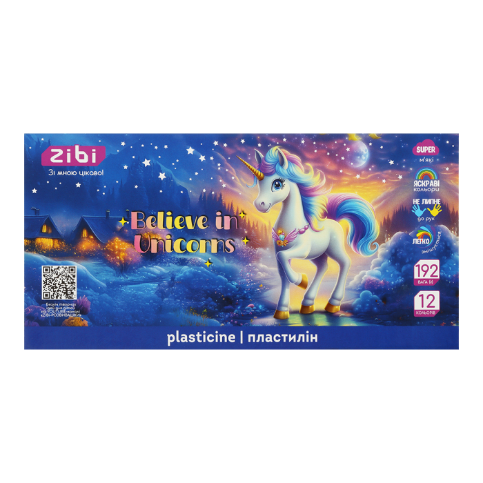Пластилін (12 кольорів) 192г. Unicorn ZB.6282