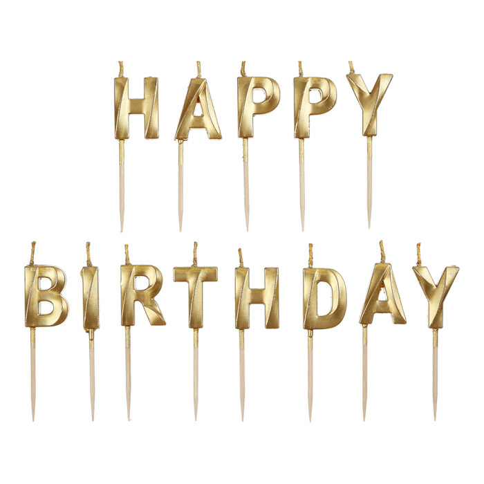 Свічки в наборі Happy birthday (золотий)