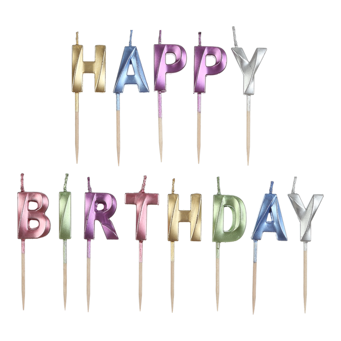 Свічки в наборі Happy birthday (металік асорті)