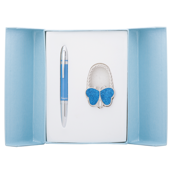 Набір подарунковий Lightness: ручка кулькова+гачок для сумки (синій) LS.122030-02