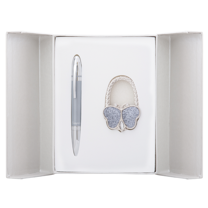 Набір подарунковий Lightness: ручка кулькова+гачок для сумки (сірий) LS.122030-09