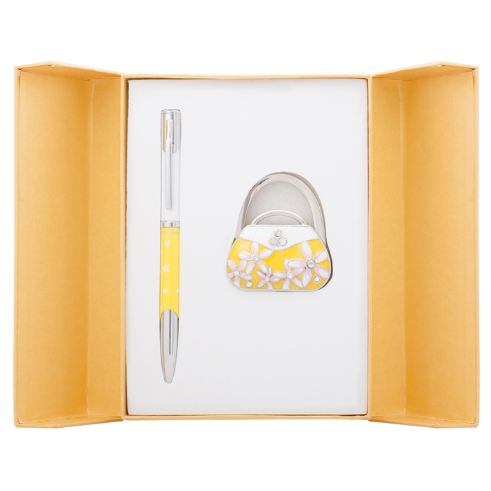Набір подарунковий Sense: ручка кулькова+гачок для сумки (жовтий) LS.122031-08