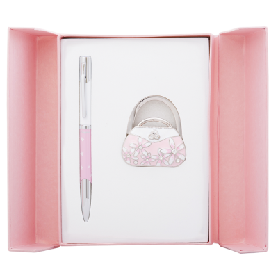Набір подарунковий Sense: ручка кулькова+гачок для сумки (рожевий) LS.122031-10