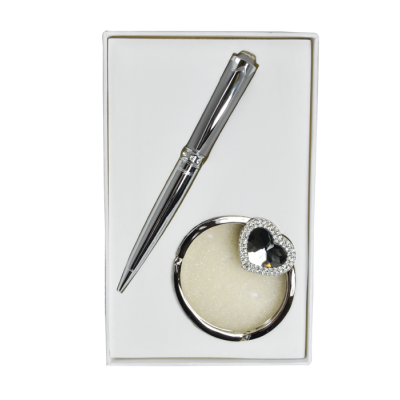 Набір подарунковий Crystal: ручка кулькова + гачок для сумки (сірий) LS.122028-09