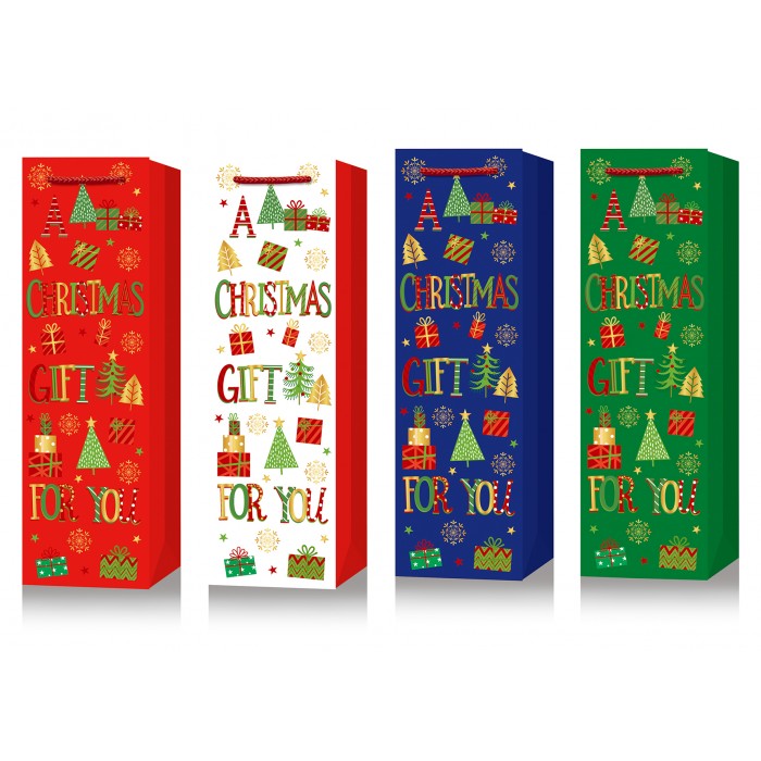 Пакет паперовий подарунковий Wine bottle 11х38х11см