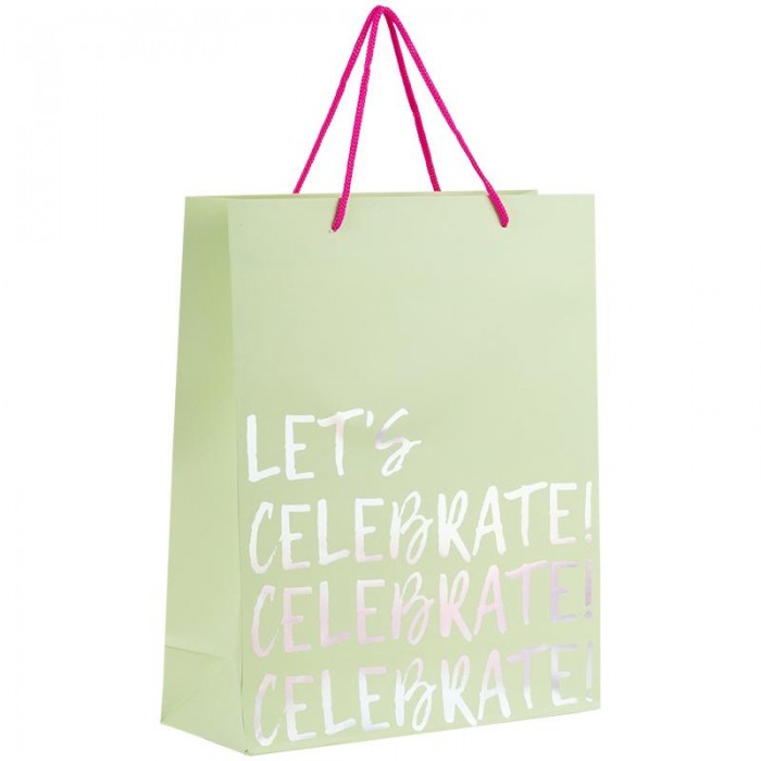 Пакет бумажный подарочный 26х32см., Let's celebrate