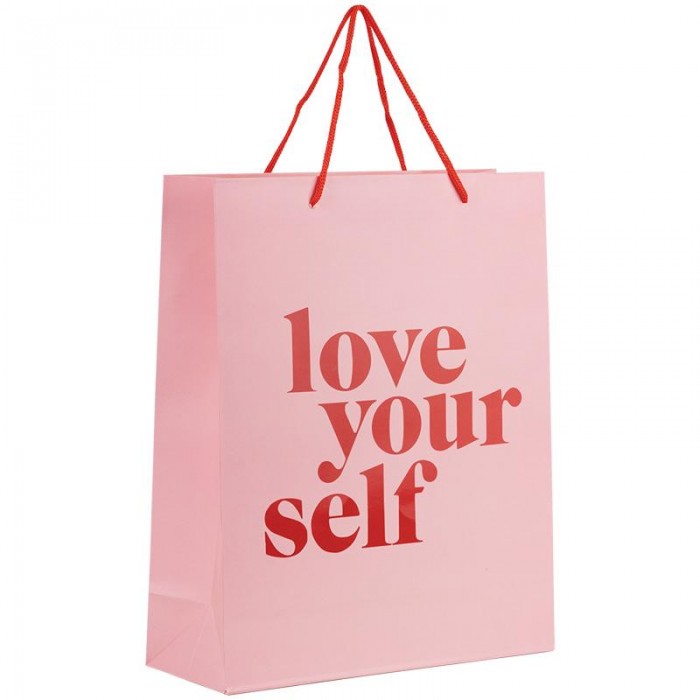 Пакет бумажный подарочный 26х32см., Love yourself