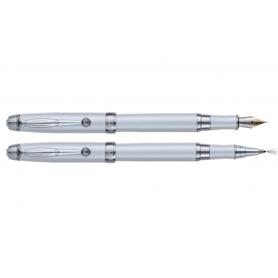 Комплект з перової ручки і ручки-ролера в подарунковому футлярі (білий) Regal R502407.L.FR