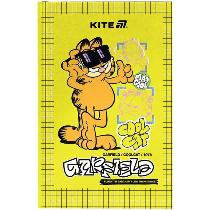 Книга записна в твердій обкладинці Garfield, клітинка, А6, 80арк.