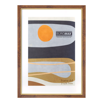 Фоторамка пластикова 21х29,7 (А4) світло-коричневий з золотом